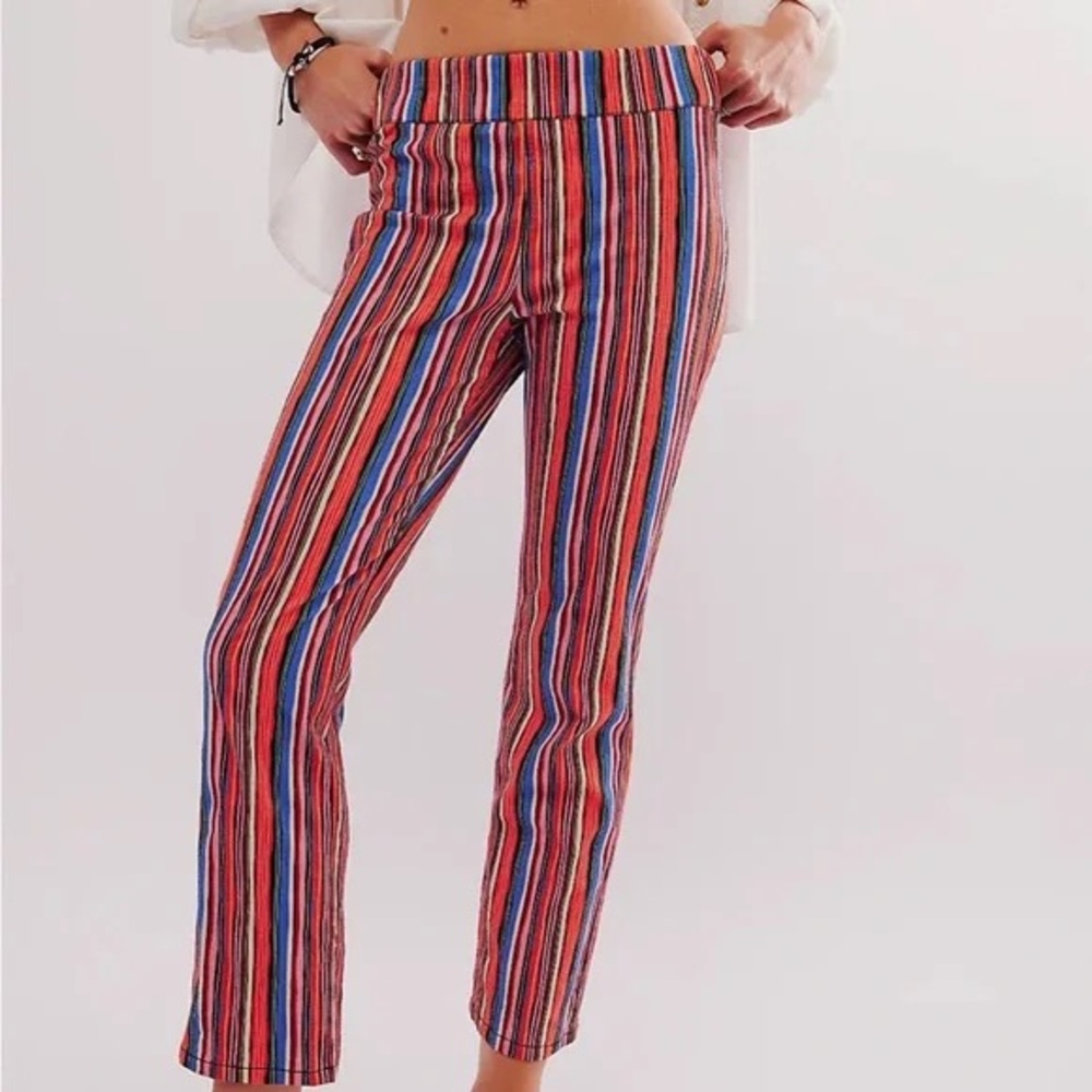 Free People Ella Kick skinny plaid Multicolor Striped